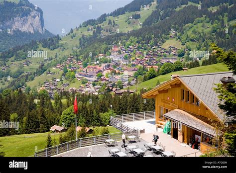 The Village Of Wengen High Above Interlaken Switzerland As Seen From