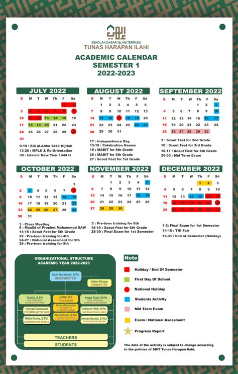 Academic Calendar 2022 2023 Sdit Tunas Harapan Ilahi