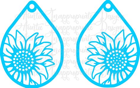 Earrings SVG Sunflower Glowforge files png Instant Download Flowers