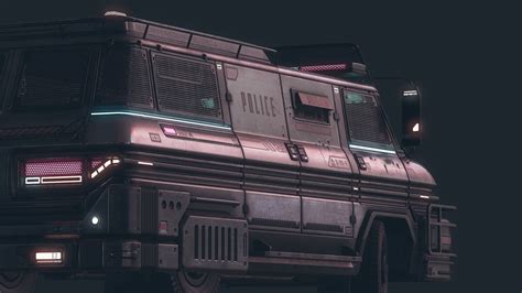 3d Model Cyberpunk Riot Van Vr Ar Low Poly Animated Cgtrader