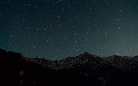 Download Wallpaper 3840x2400 Mountain Starry Sky Night Glitter