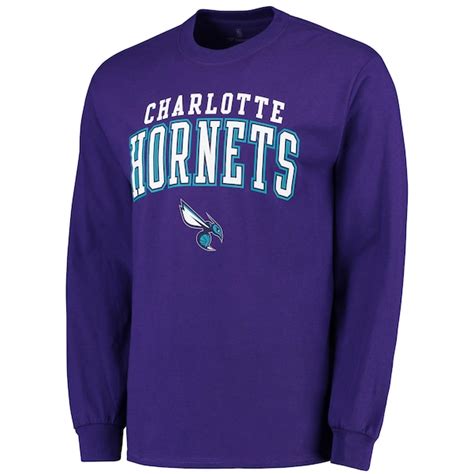 Mens Charlotte Hornets Purple Square Up Long Sleeve T Shirt Nba Store