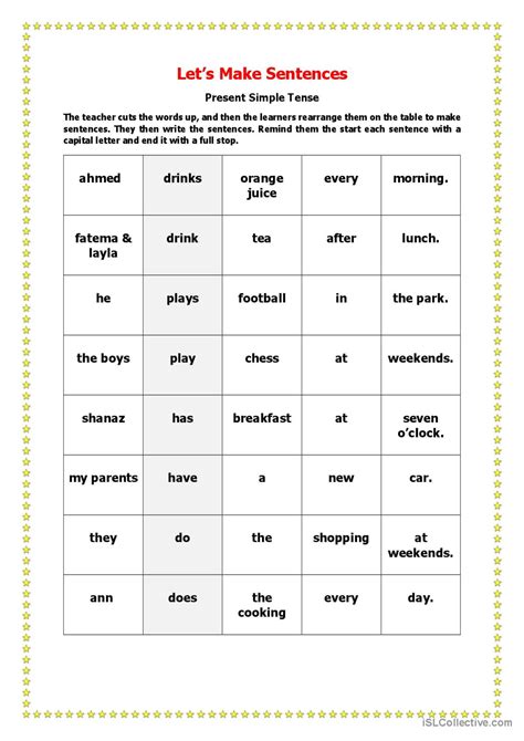 Lets Make Sentences General Gramma English Esl Worksheets Pdf And Doc