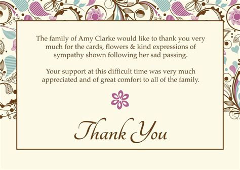 Thank You Card Email Template Funeral Thank You Cards Sympathy Thank