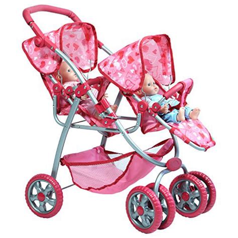 The New York Doll Collection Deluxe Twin Stroller Set For 18 Inch Doll