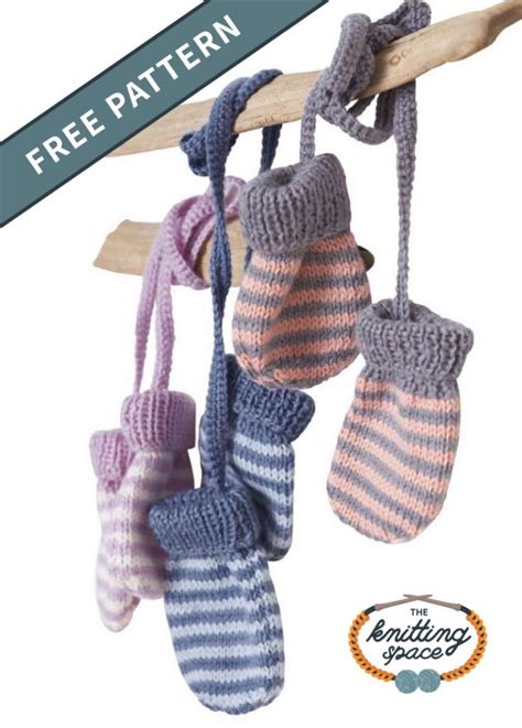 Striped Knitted Baby Mittens Free Knitting Pattern