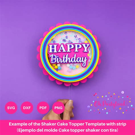 Shaker Cake Topper Svg File With Stripe Svg For Cricut Dxf Etsy