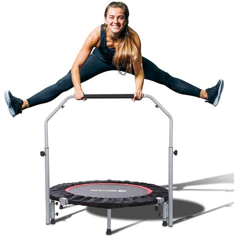 Bcan 40 Foldable Mini Trampoline Fitness Rebounder With Adjustable