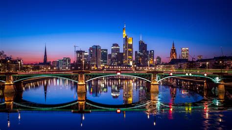 Nightscape Of Frankfurt Germany