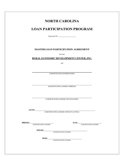 loan participation agreement form   templates