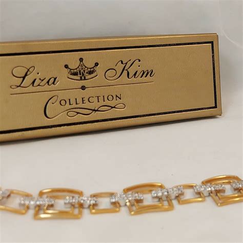 vintage liza kim collection gold tone bracelet w rhi… gem