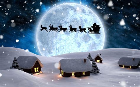 Santas Sleigh In The Sky Wallpapers Wallpaper Cave