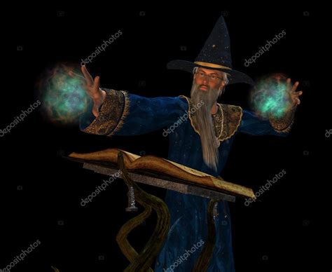 Old Wizard Casting A Spell Stock Photo Ancello