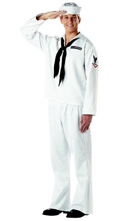 Mens Sailor Costume Sea Captain White Navy Officer Uniform Fancy Dress