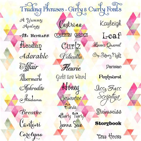 Girly Curly Fonts Trading Phrases
