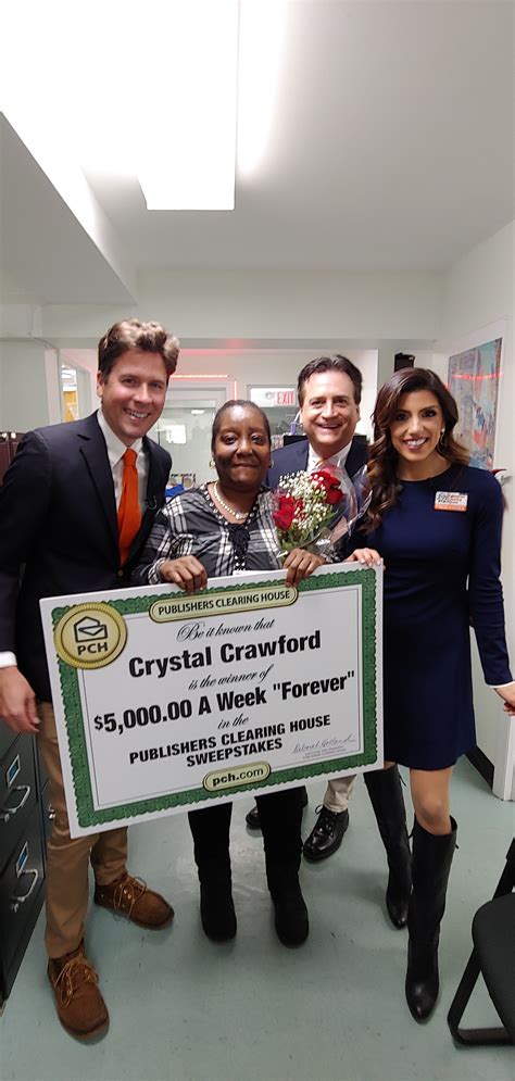 publishers clearing house winners crystal crawford from jamaica ny wins 5 000 a week forever