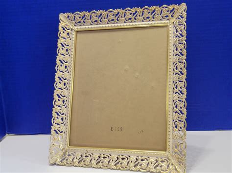 Vintage Metal Picture Frame Gold Floral Filigree Lace 12 X 10 Etsy