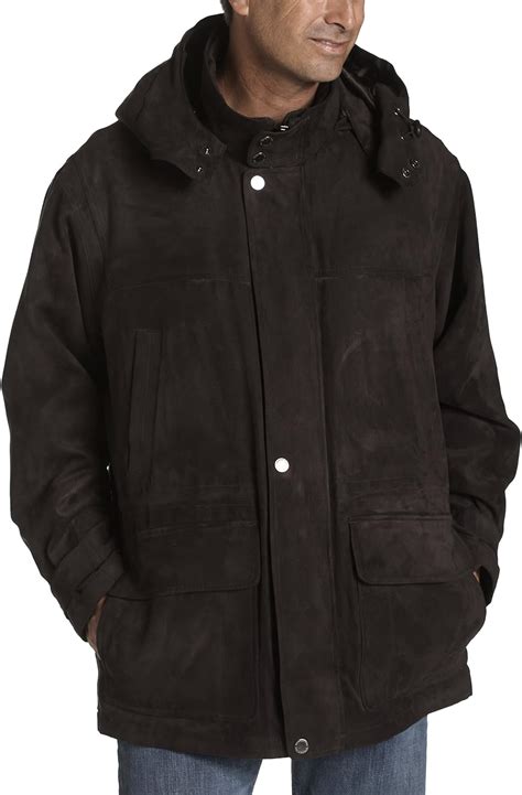 London Fog Mens Microsuede Zip Out Lined Parka Dark Chocolate X