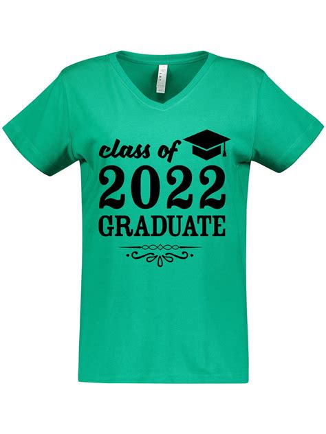 Inktastic Class Of 2022 Graduate With Graduation Cap Womens V Neck T