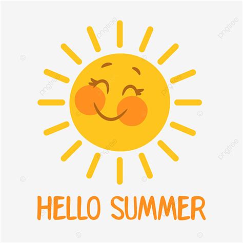 Hello Summer Lettering Vector Png Images Hello Summer Sun Character