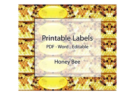 Soap Labels Printable Editable Label Honey Bee Honeycomb