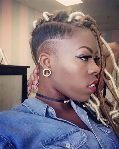 Faux Locs Undercut Shaved Sides Highlight Faux Locs Hairstyles Short