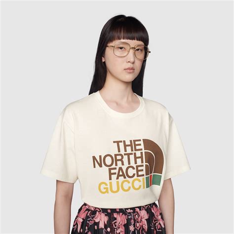 The North Face X Gucci Cotton T Shirt In Whitemulticolour Gucci Uk