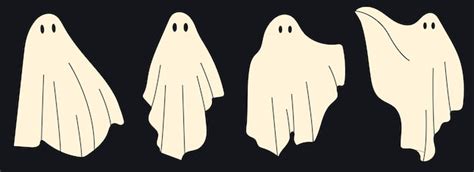 premium vector 4 cute ghost characters spooky halloween ghosts