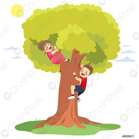 Children Climbing Tree Stock Vector 3000611 Crushpixel