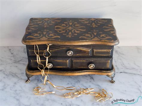 Black Jewelry Box With Gold Decor And Timeless Elegance Vintage