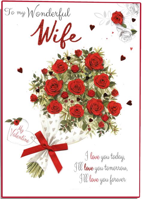 Boxed Wonderful Wife Embellished Valentines Day Greeting Card Cards
