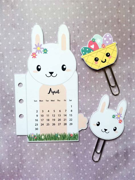 Bunny Rabbit Calendar Divider Paper Clips For Your Planner Free
