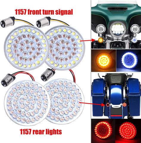 Led Turn Signal 1157 Smoke Lens Front White Amber Rear Red Bulb Fit For