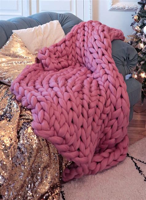 Teal Knit Blanket Chunky Knit Blanket Giant Blanket Chunky Etsy