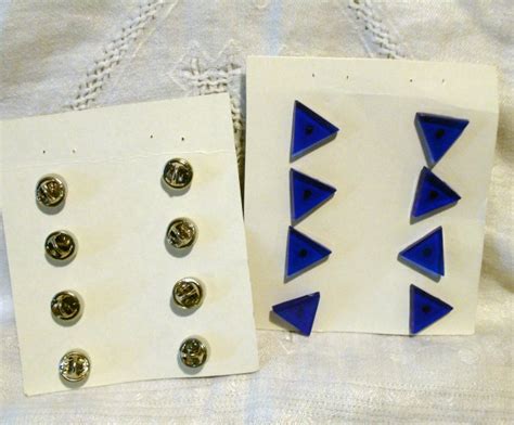 Apothecary Blue Triangle Buttons Studs Pinch Pin Backs Plastic Sewing