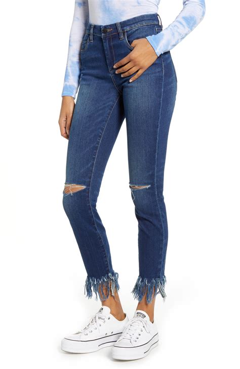 Blank Nyc Denim The Bond Ripped Fray Hem Skinny Jeans In Blue Lyst