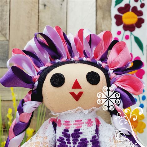 purple maria mexican otomi doll fina guelaguetza designs