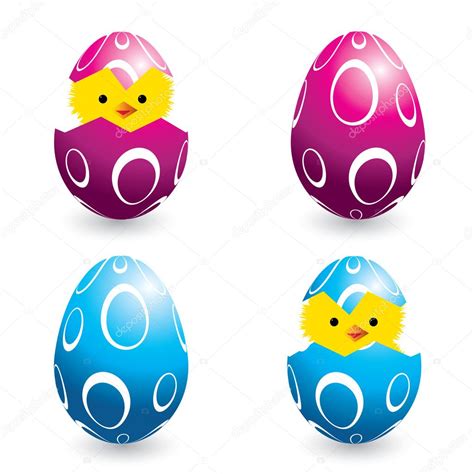 Colorful Easter Eggs And Hatching Chicks — Stock Vector © Nubephoto