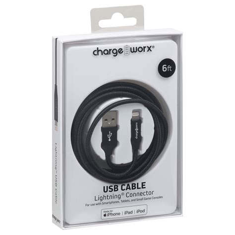 Chargeworx Black Lightning Connector Usb Cable Shop Connection Cables