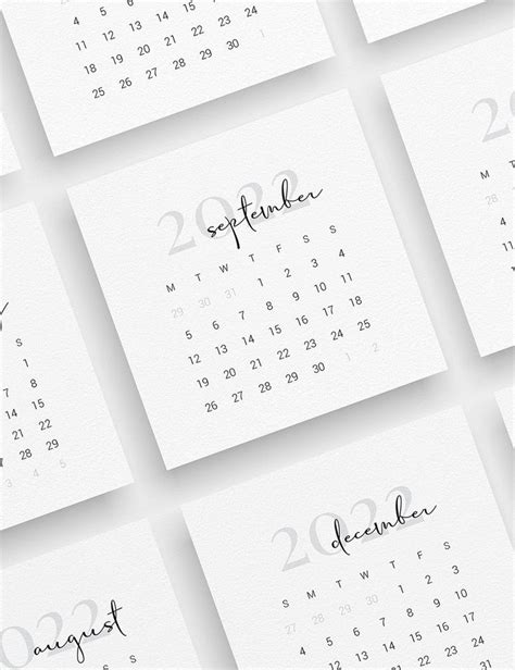 2022 Calendar 3x3 2x2 Printable Journal And Planner Cards Minima