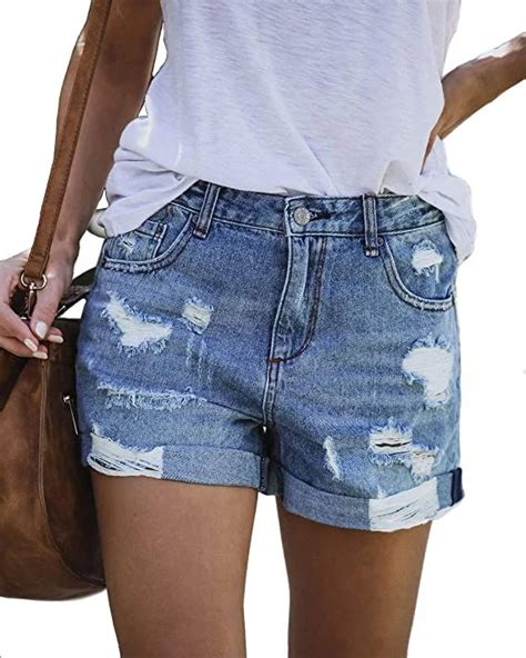 Onlypuff Denim Shorts Hot Shorts For Women Casual Summer Mid Waisted Shorts With Pockets