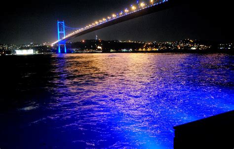 Wallpaper Night Bridge Bridge Istanbul Turkey Night Istanbul