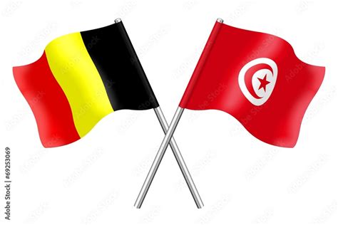 Drapeaux Belgique Et Tunisie Stock Illustration Adobe Stock