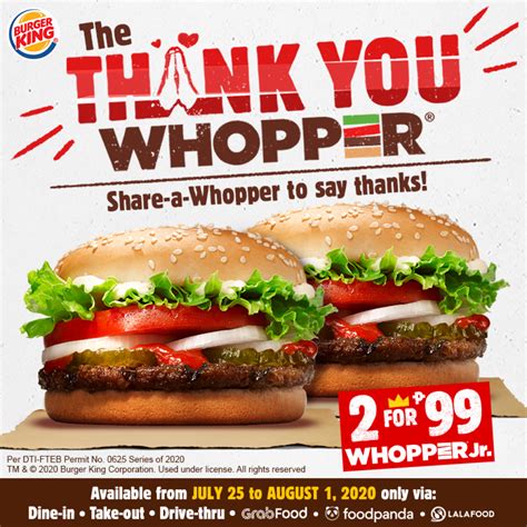 Burger Kings Thank You Whopper Promo Jul 25 To Aug 01 2020 Proud Kuripot