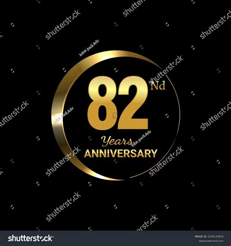 82nd Anniversary Logo Design With Golden Number Royalty Free Stock