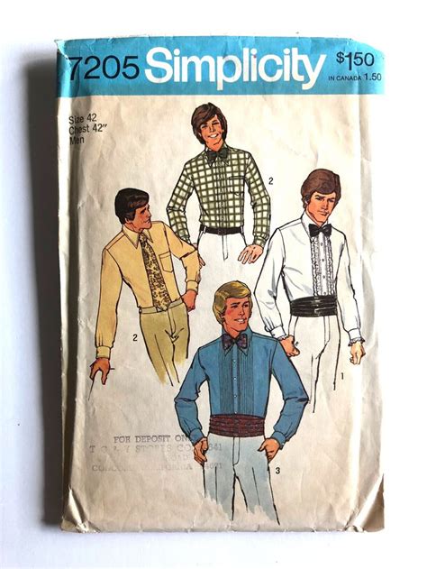 Vintage Sewing Pattern Mens 70s Partially Uncut Etsy Vintage