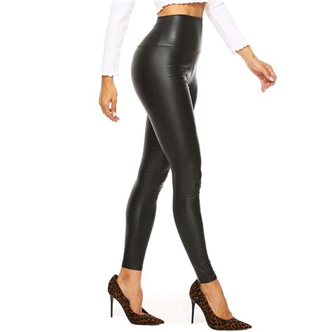 buy women s faux leather leggings wet look sexy high waisted pu leather trousers online at
