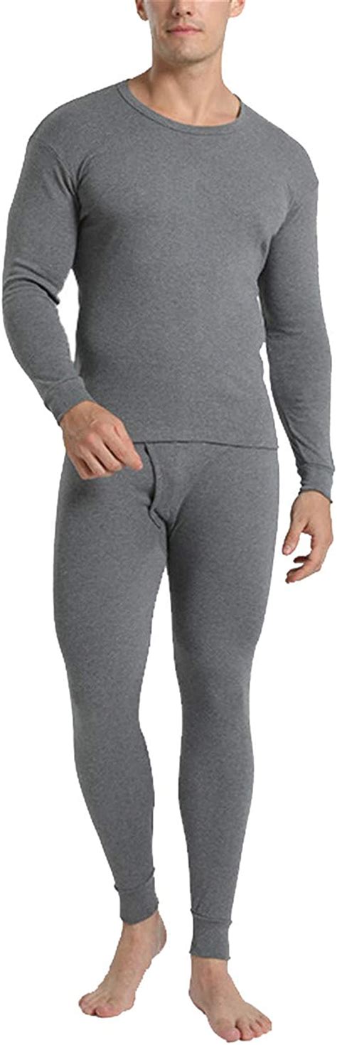 Missmao Mens Thermal Underwear Set Full Long Sleeve Vest Top And Long Johns Bottoms Perfect