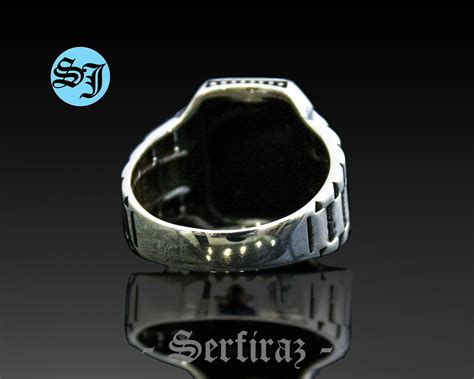 Silver Rolex Band Ring Onyx Men Jewelry Rolex Ring Rolex Etsy