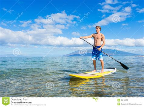 Stand Up Paddle Surfing In Hawaii Stock Image Image Of Person People